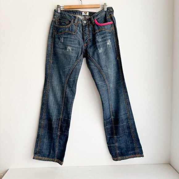 Antik Denim  Low Rise Embroidered Bootcut Jeans 33 - Picture 1 of 12